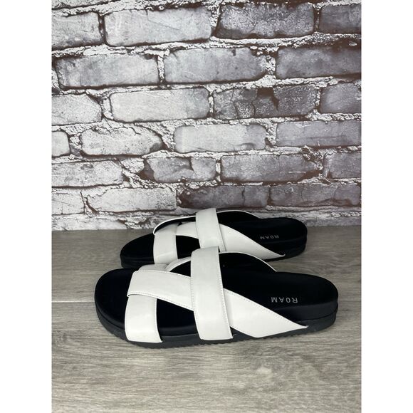 Roam White Leather Ribbon Open Toe Straps Slides Sandals Women Sz 41EU/10.5M US - Picture 16 of 16